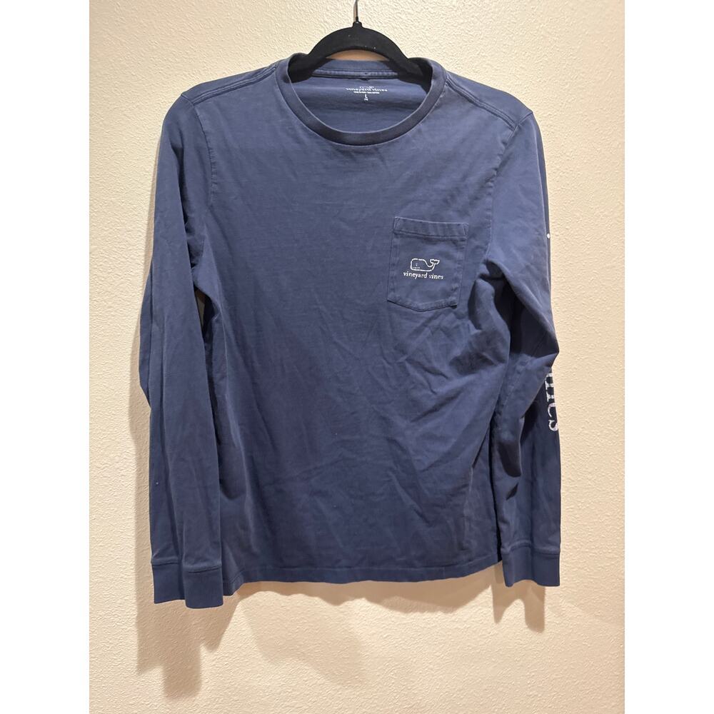 Boys Vineyard Vines Spell Out Longsleeve blue shirt size large